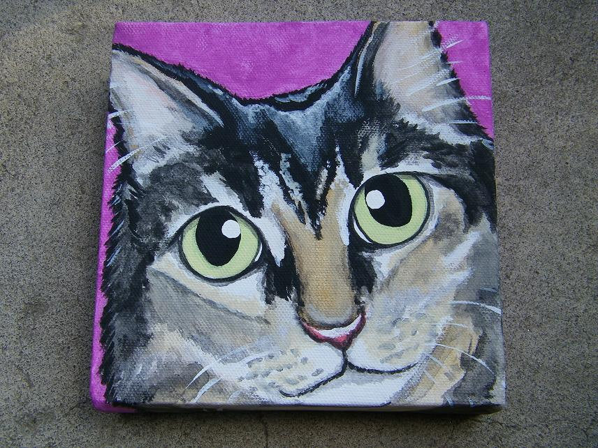Custom Pet Portrait Painting 6x6 , pet memorial, pet owner gift, dog, cat, pets, painted pet, bunny, personalized