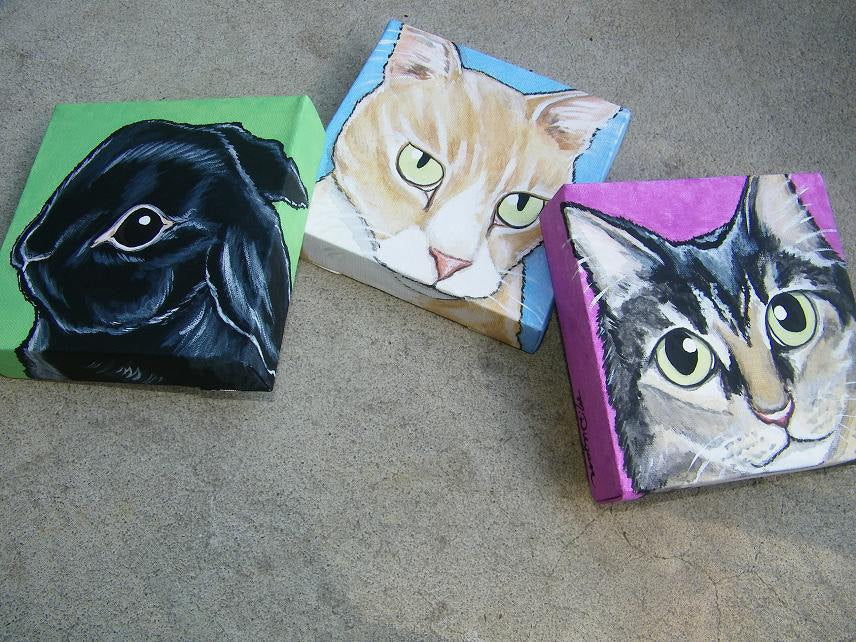Custom Pet Portrait Painting 6x6, pet memorial, pet loss, dog art, pet owner gift, personalized art