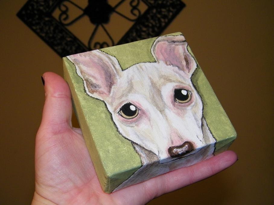 Custom Pet Portrait Painting 4x4, pet memorial, pet loss, painted dog, cat, art