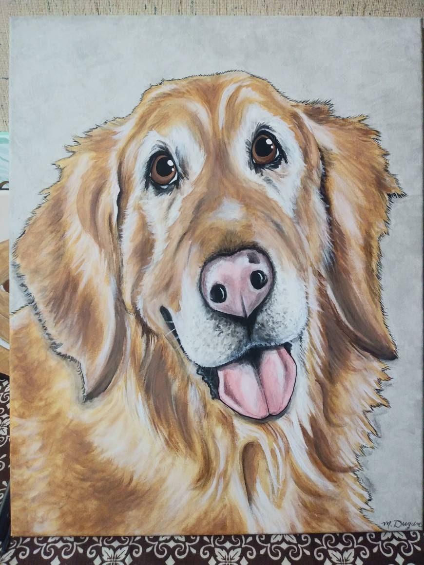 Custom Pet Portrait Painting 16x20 handpainted Pet Memorial, cute animal Art, painted dog, pet owner gift, personalized