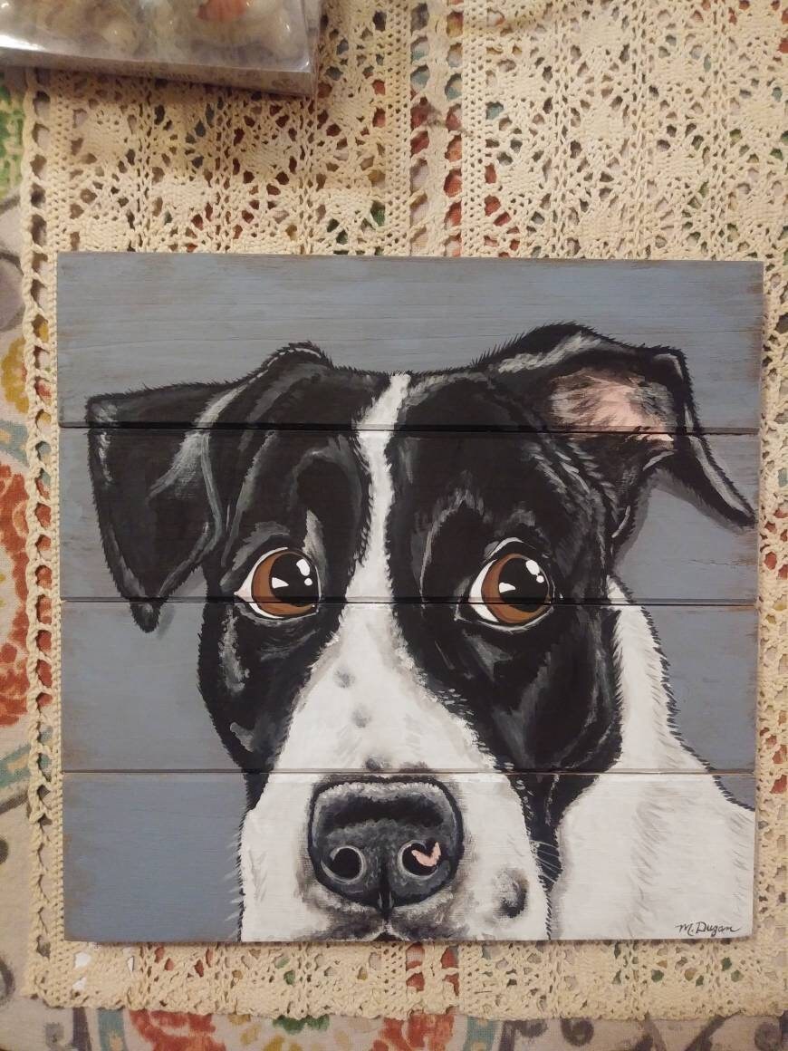 Custom Painted Pet Portrait on wood 10"×10", dog painting, pet memorial, pet owner gift, best friend, dog, cat