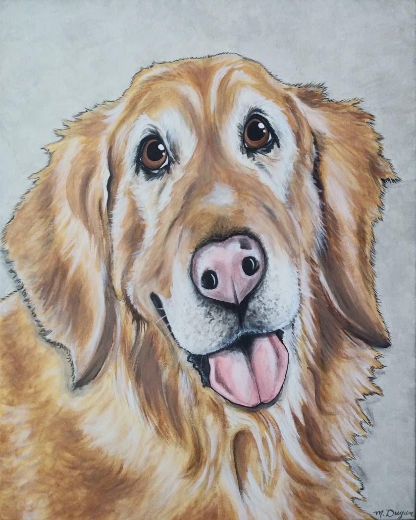 Custom Pet Portrait Painting 16x20 handpainted Pet Memorial, cute animal Art, painted dog, pet owner gift, personalized