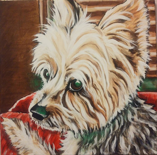 Pet Portrait Painting 12x12 CUSTOM, pet memorial, pet loss, cat, dog, puppy, best friend, dog owner gift