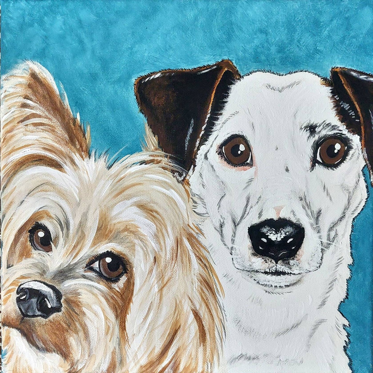 Custom Pet Portrait Painting 12x12 handpainted Pet Memorial, painted dog, yorkie, pug, dog owner gift, painting of pet