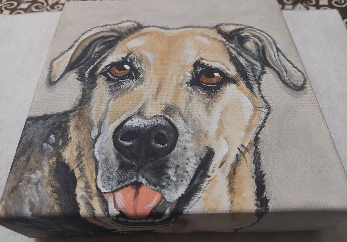 Custom Pet Portrait Painting 6x6, pet memorial, pet loss, dog art, pet owner gift, personalized art