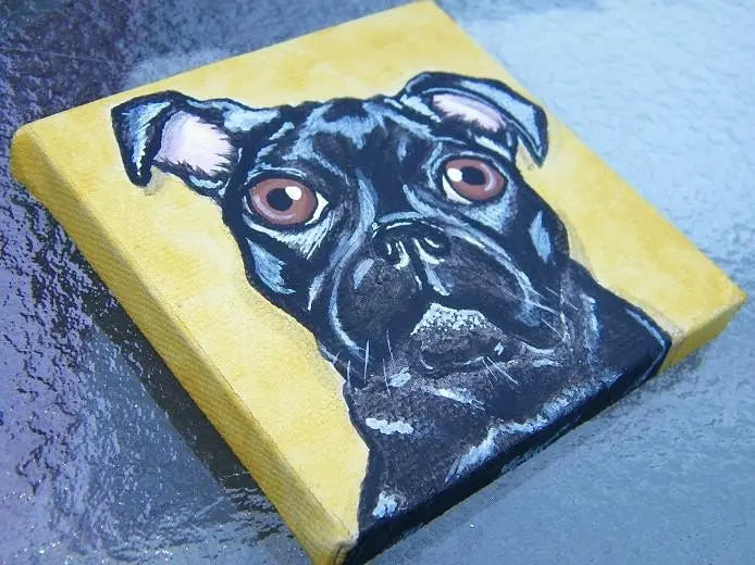 Custom Pet Portrait Painting 12x12 handpainted Pet Memorial, painted dog, pug, dog owner gift, painting of pet