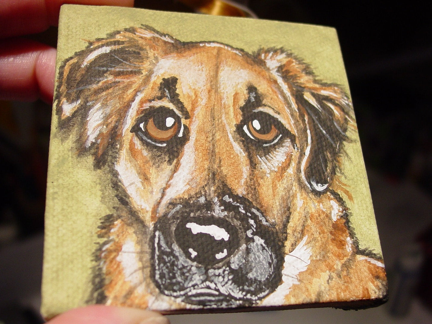 Mini Pet Portrait- Tree Ornament- handpainted, pet memorial, dog painting, gift idea