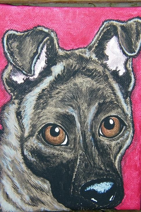 Custom Pet Painting Portrait 5x7, dog, cat, pet memorial, pet loss, pet owner gift, personalized, painted pet