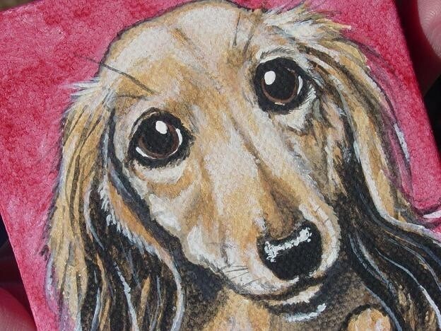 Mini Pet Portrait on Canvas - Custom - 3x3, pet memorial, pet loss, best friend, painted pets