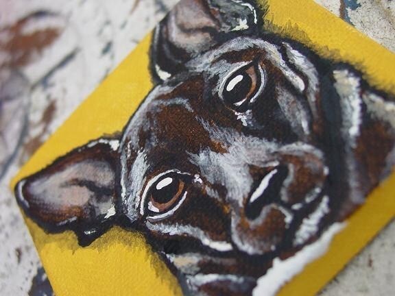 Mini Pet Portrait on Canvas - Custom - 3x3, pet memorial, pet loss, best friend, painted pets
