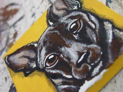 Mini Pet Portrait on Canvas - Custom - 3x3, pet memorial, pet loss, best friend, painted pets