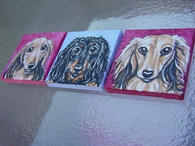 Mini Pet Portrait on Canvas - Custom - 3x3, pet memorial, pet loss, best friend, painted pets