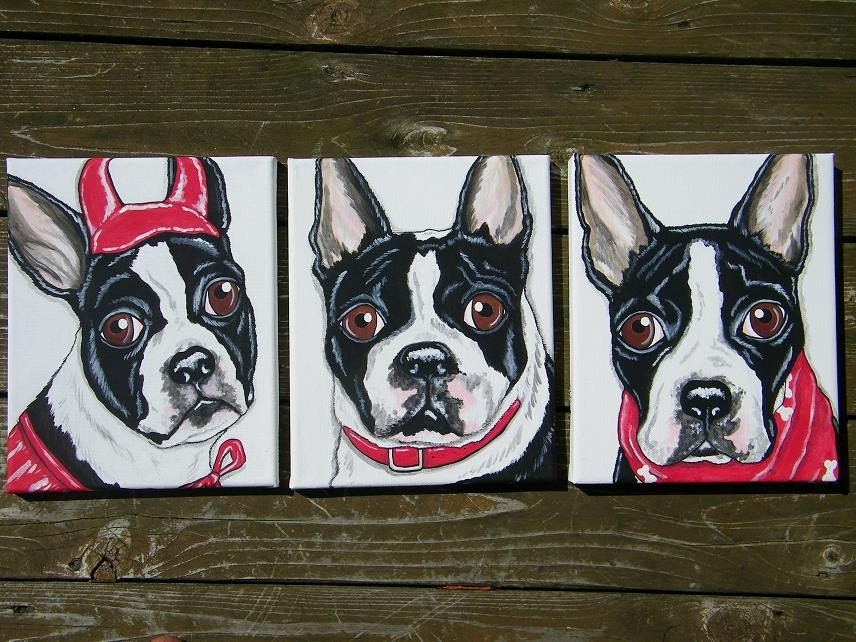 Three (3) Custom Pet Portrait Paintings 8x10, hand painted pet memorial, best friend, dog, cat