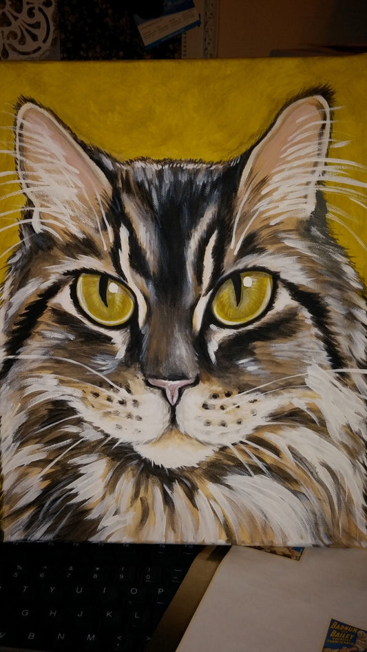 CUSTOM Painted Pet Portrait 11x14 , cat, dog, pet memorial, personalized gift, pet owner gift idea, pet loss