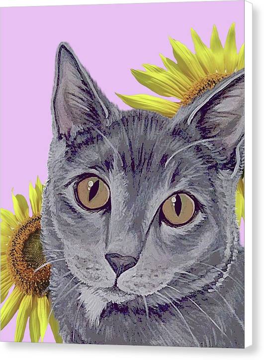 Sunflower Meow Meow - Canvas Print