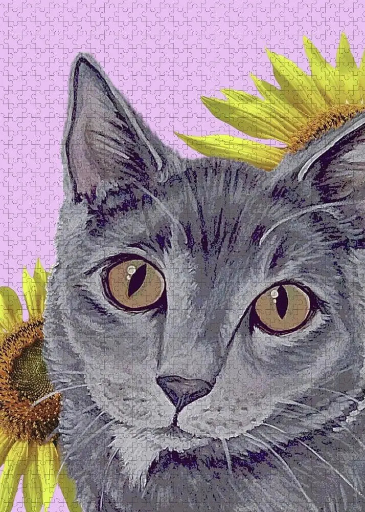Sunflower Meow Meow - Puzzle Pixels