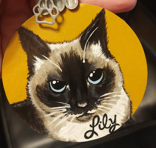 Pet Ornament Hand-Painted of Your Pet from photo, Pet love, for him, gift for her, pet portrait, wood ornament,painted pet, tree ornament, painted (Copy) (Copy) (Copy)