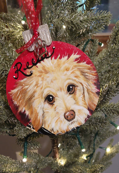 Pet Ornament Hand-Painted of Your Pet from photo, Pet love, for him, gift for her, pet portrait, wood ornament,painted pet, tree ornament, painted (Copy) (Copy)