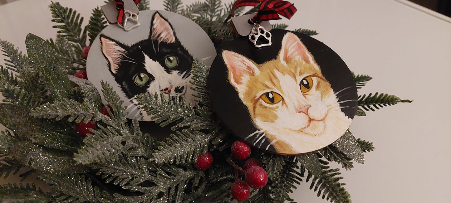 Pet Ornament Hand-Painted of Your Pet from photo, Pet love, for him, gift for her, pet portrait, wood ornament,painted pet, tree ornament, painted (Copy) (Copy)
