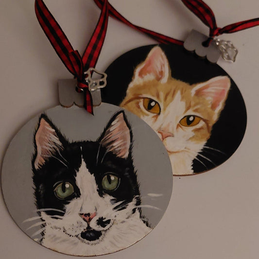 Ornament Hand-Painted of Your Pet from photo, Pet love, for him, gift for her, pet portrait, wood ornament,painted pet, tree ornament, painted (Copy)