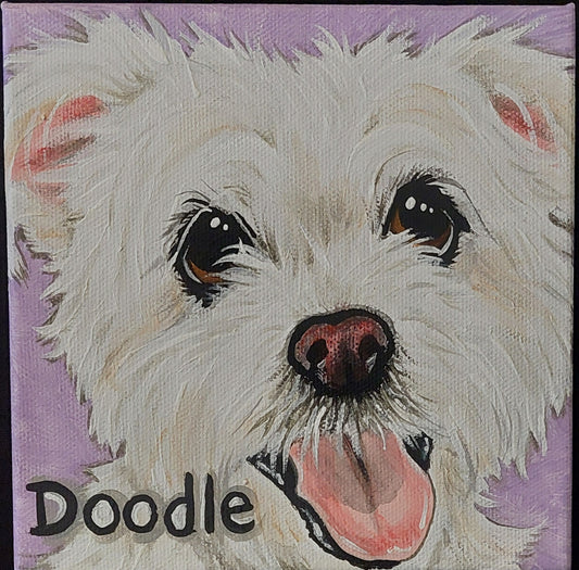 Pet Portrait Painting CUSTOM 6"x6", for pet lovers, gift for her, painted pet (Copy)