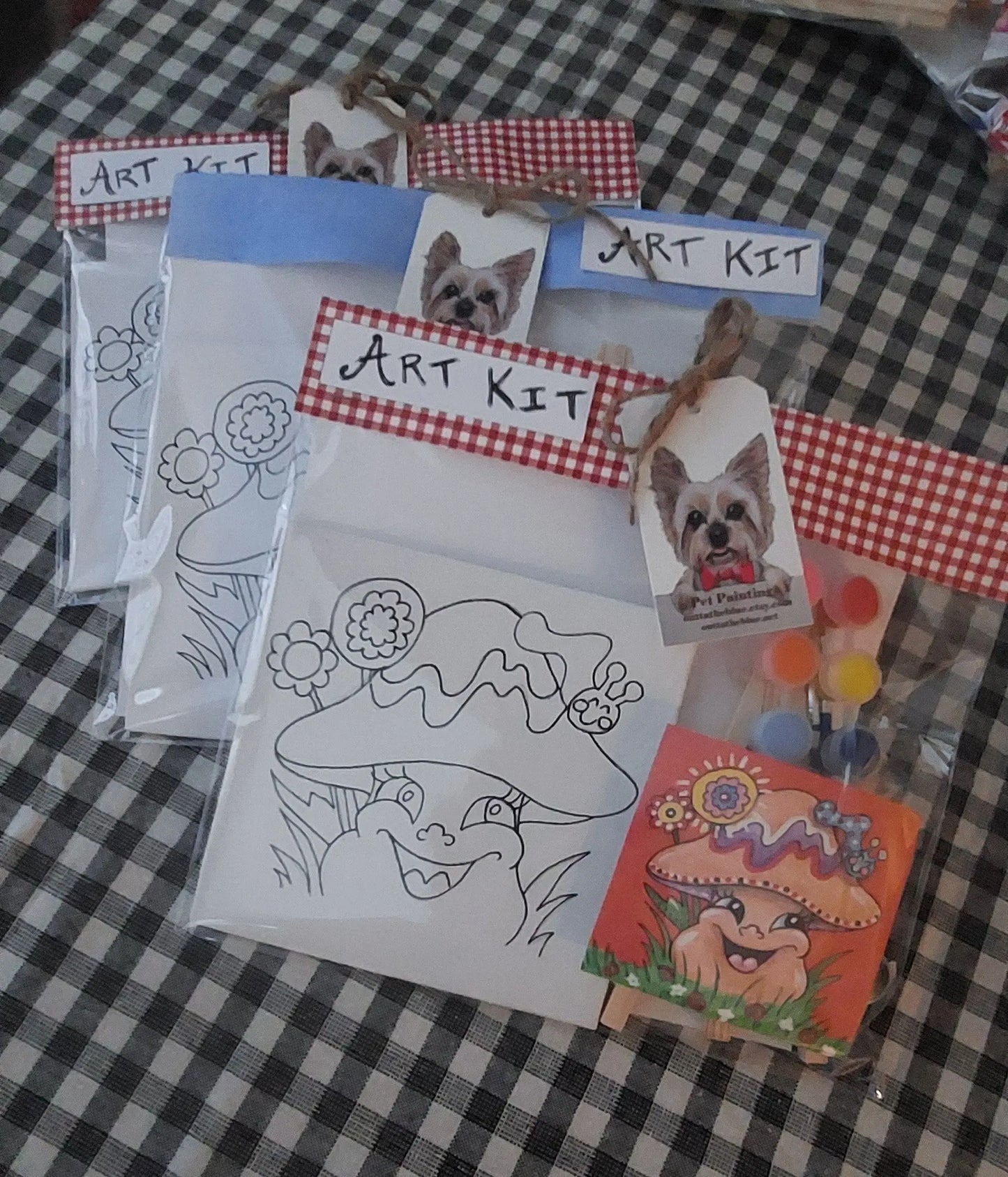 Complete DIY Art Kit Set Funky Mushroom Design, pre-sketched, for any Art Gathering Outta the Blue Studio
