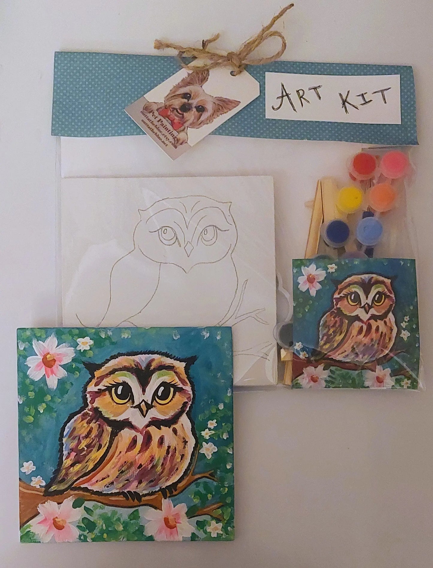 Complete DIY Art Kit Set Pretty Owl Design, pre-sketched, for any Art Gathering Outta the Blue Studio