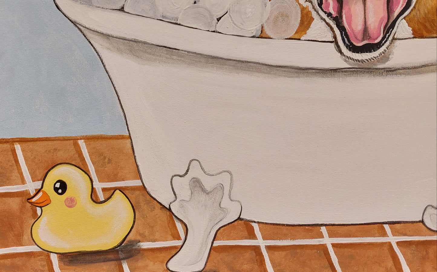 CUSTOM Painting Pet in Bathtub Bathroom Wall Art 16x20 Outta the Blue Studio