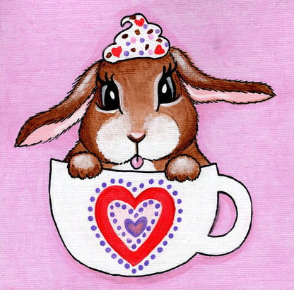 Complete DIY Art Kit Set Bunny in a Teacup Design, pre-sketched, for any Art Gathering Outta the Blue Studio