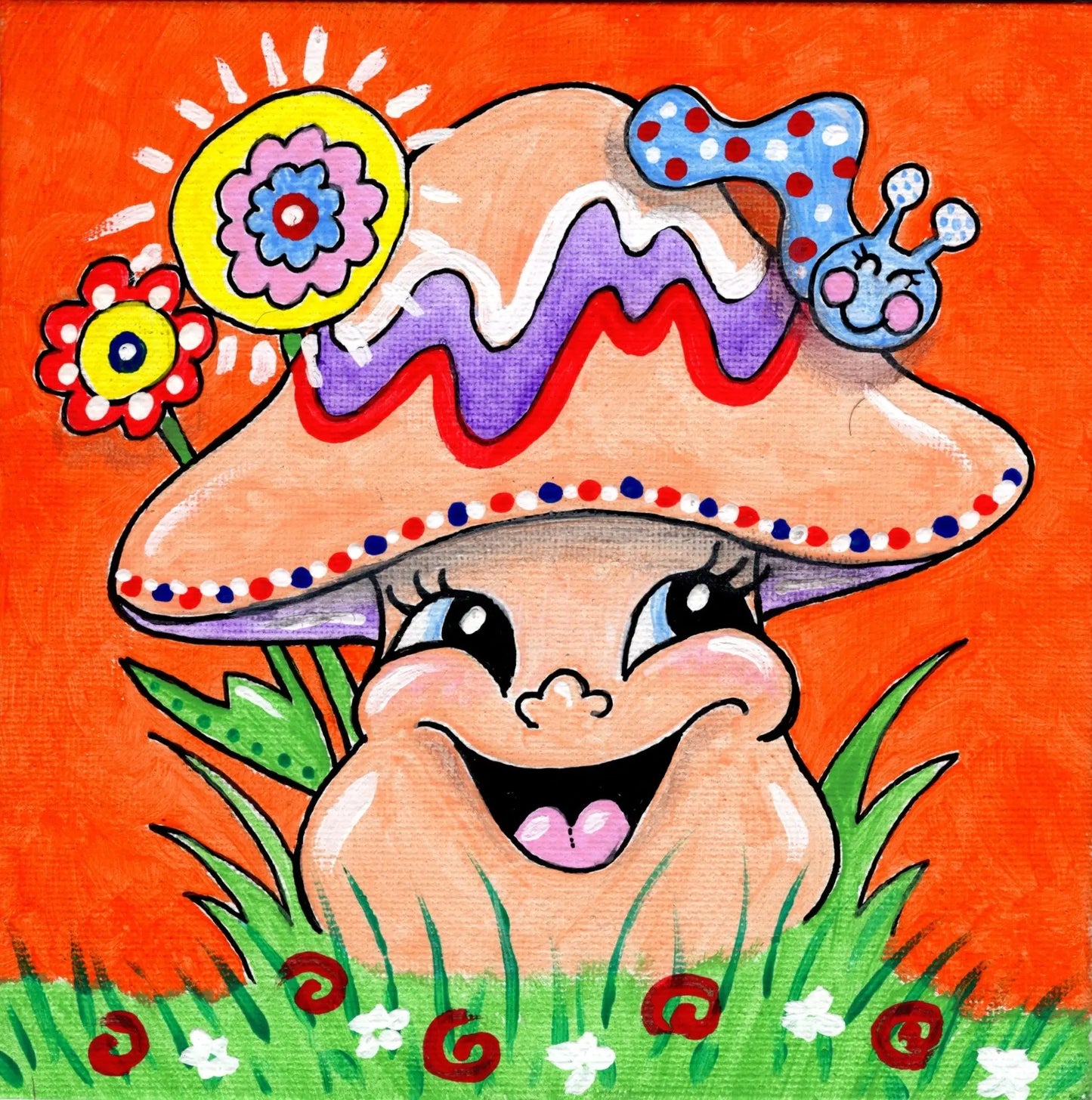 Complete DIY Art Kit Set Funky Mushroom Design, pre-sketched, for any Art Gathering Outta the Blue Studio