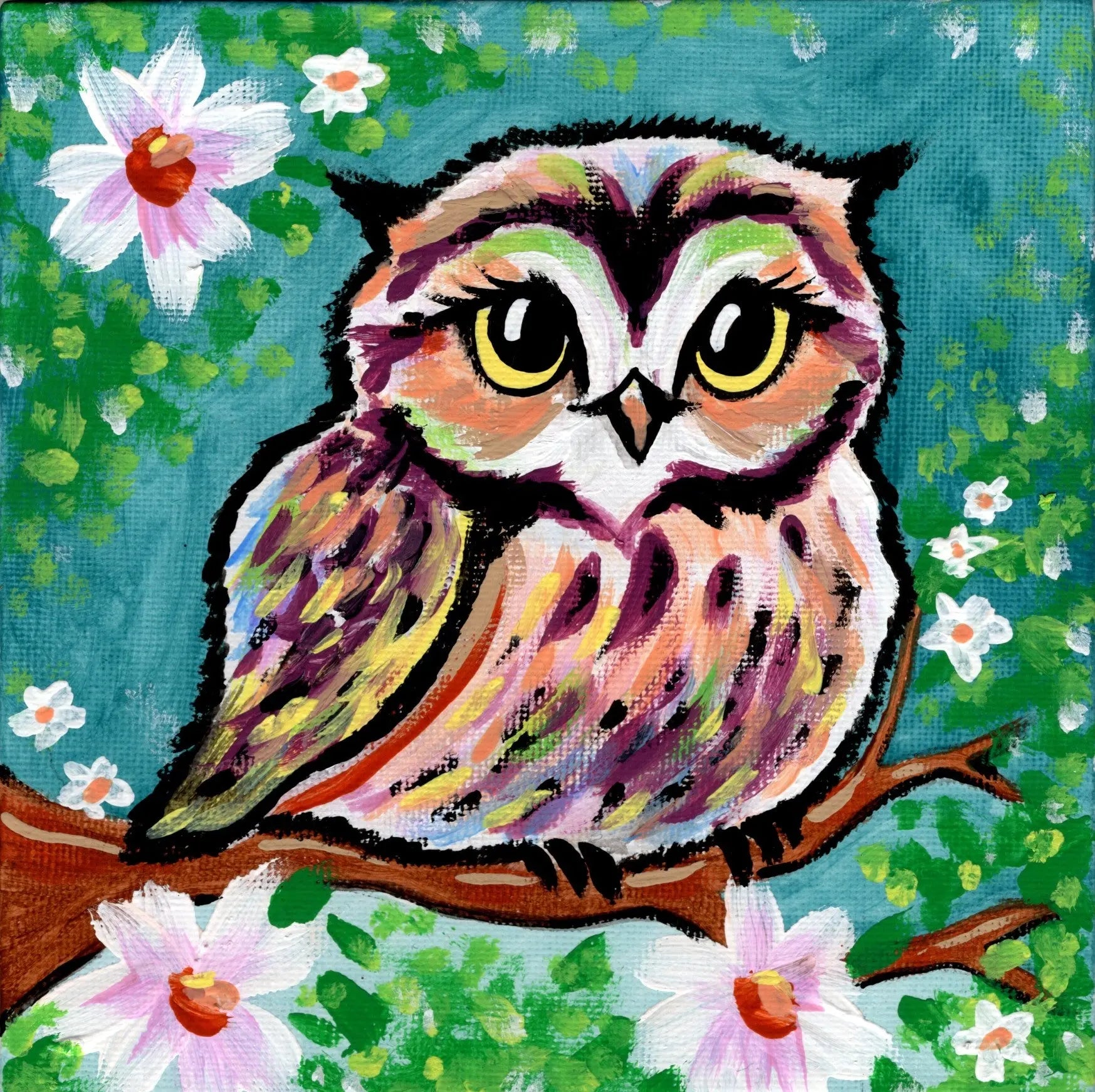 Complete DIY Art Kit Set Pretty Owl Design, pre-sketched, for any Art Gathering Outta the Blue Studio