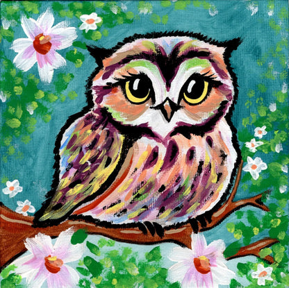 Complete DIY Art Kit Set Pretty Owl Design, pre-sketched, for any Art Gathering Outta the Blue Studio