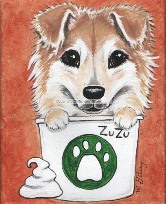 Your Dog Painted as a PUP CUP Original Pet Painting, Dog Love, For Pet Lovers, Whimsical Art
