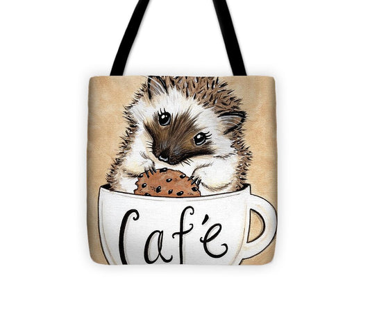 Hedgehog Cafe - Tote Bag, for coffee lovers, for animal lovers, gift for her, shopping bag