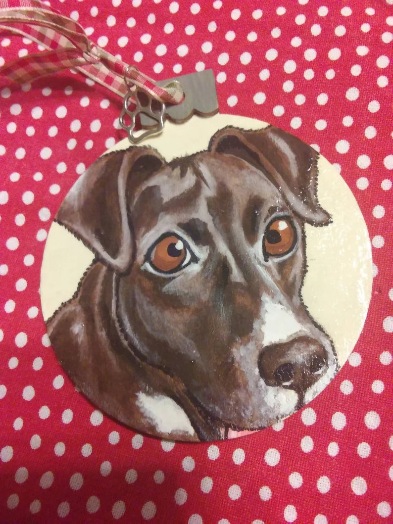 Custom Pet Portrait Christmas Ornament - Hand painted, Pet memorial, personalized, Christmas gift, pet lover, chihuahua, dog, cat