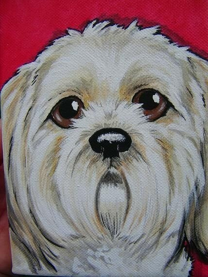 Custom Pet Painting Portrait 5x7, pet memorial, pet owner gift, pug, dog art