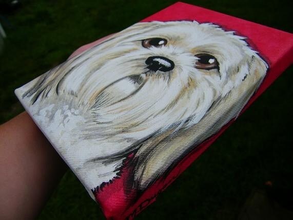 Custom Pet Painting Portrait 5x7, pet memorial, pet owner gift, pug, dog art