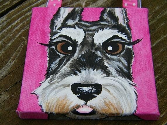 Pet Portrait mini - custom handpainted art, pet memorial, pet loss, dog, mini art