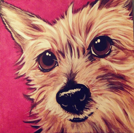 Custom Pet Portrait Painting 8x8 dog cat , pet memorial, gift idea, pet loss, best friend, personalized