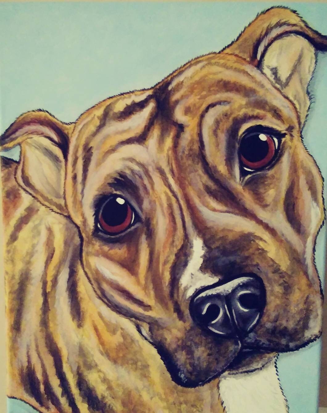Custom Pet Portrait Painting 16x20 handpainted Pet Memorial, cute animal Art