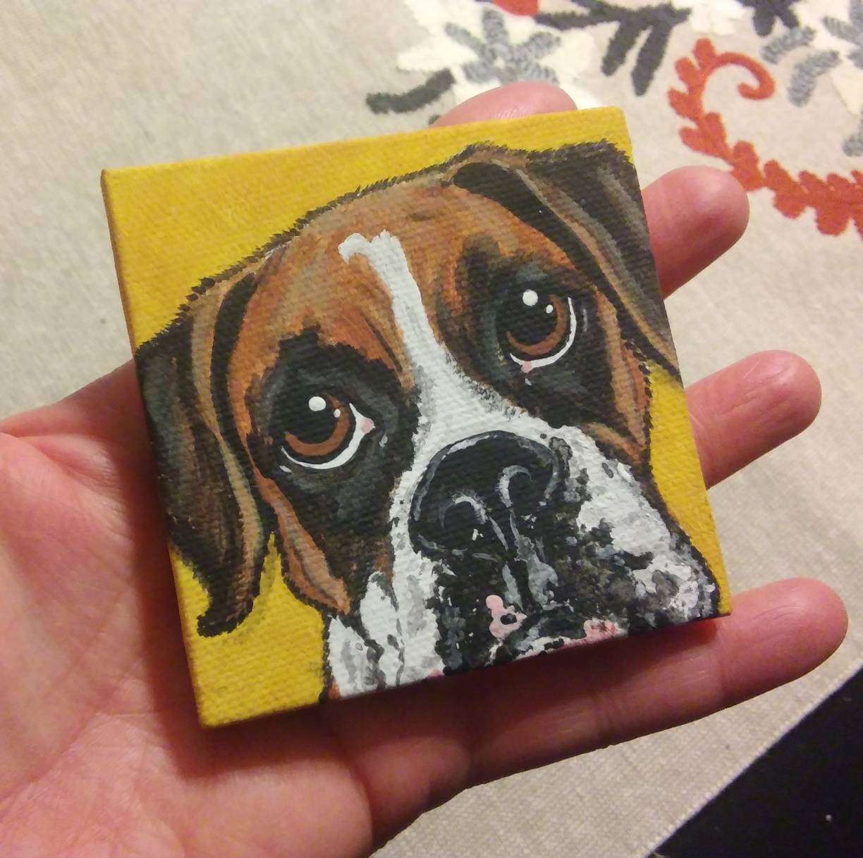 Mini Pet Portrait on Canvas - Custom - 3x3, pet memorial, pet loss, best friend, painted pets