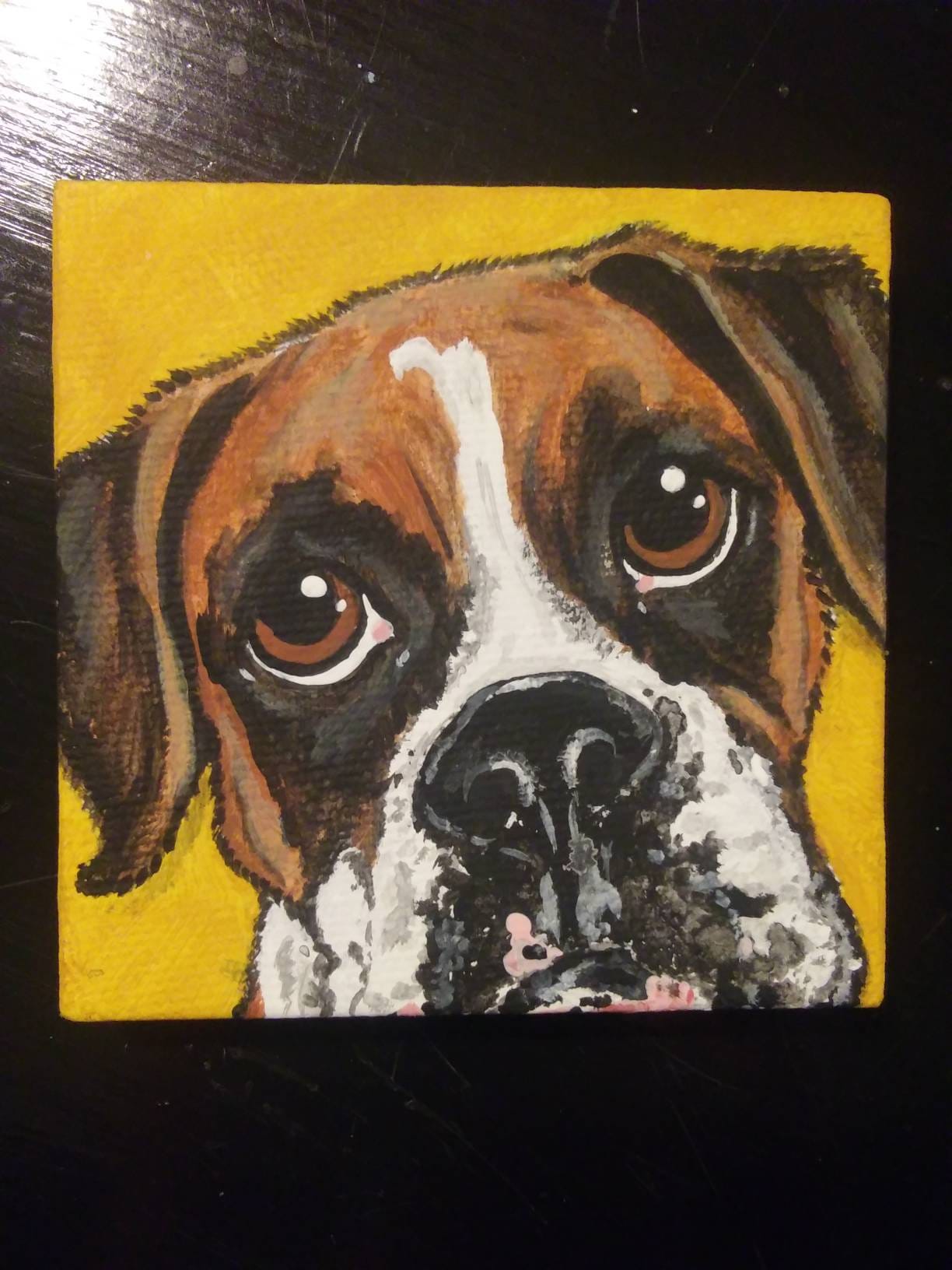 Mini Pet Portrait on Canvas - Custom - 3x3, pet memorial, pet loss, best friend, painted pets