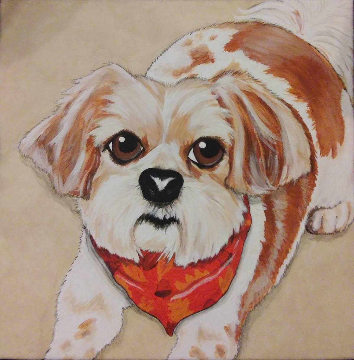 Custom Pet Portrait Painting 12x12 handpainted Pet Memorial, pet loss, dog painting, best friend, pet owner gift
