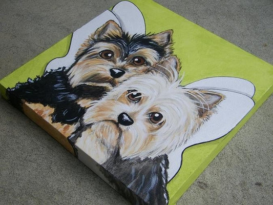 Pet Portrait Painting 12x12 CUSTOM, pet memorial, pet loss, cat, dog, puppy, best friend