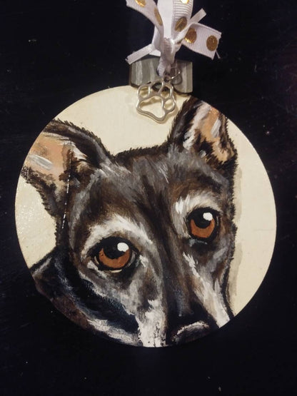 Custom Pet Portrait Christmas Ornament - Hand painted, Pet memorial, personalized, Christmas gift, pet lover, dog owner gift