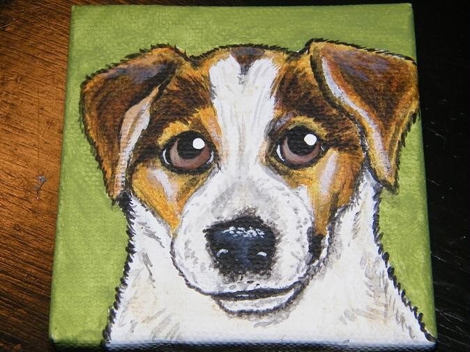 CUSTOM Painted Mini Pet Portrait 3x3 , miniature artwork, pet painting, cat, dog, pet memorial