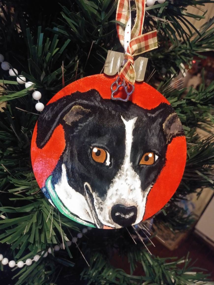 Custom Pet Portrait Christmas Ornament - Hand painted, Pet memorial, personalized, Christmas gift, pet lover, dog owner gift