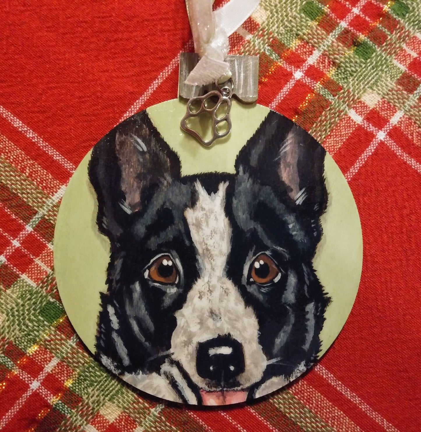 Custom Pet Portrait Christmas Ornament - Hand painted, Pet memorial, personalized, Christmas gift, pet lover