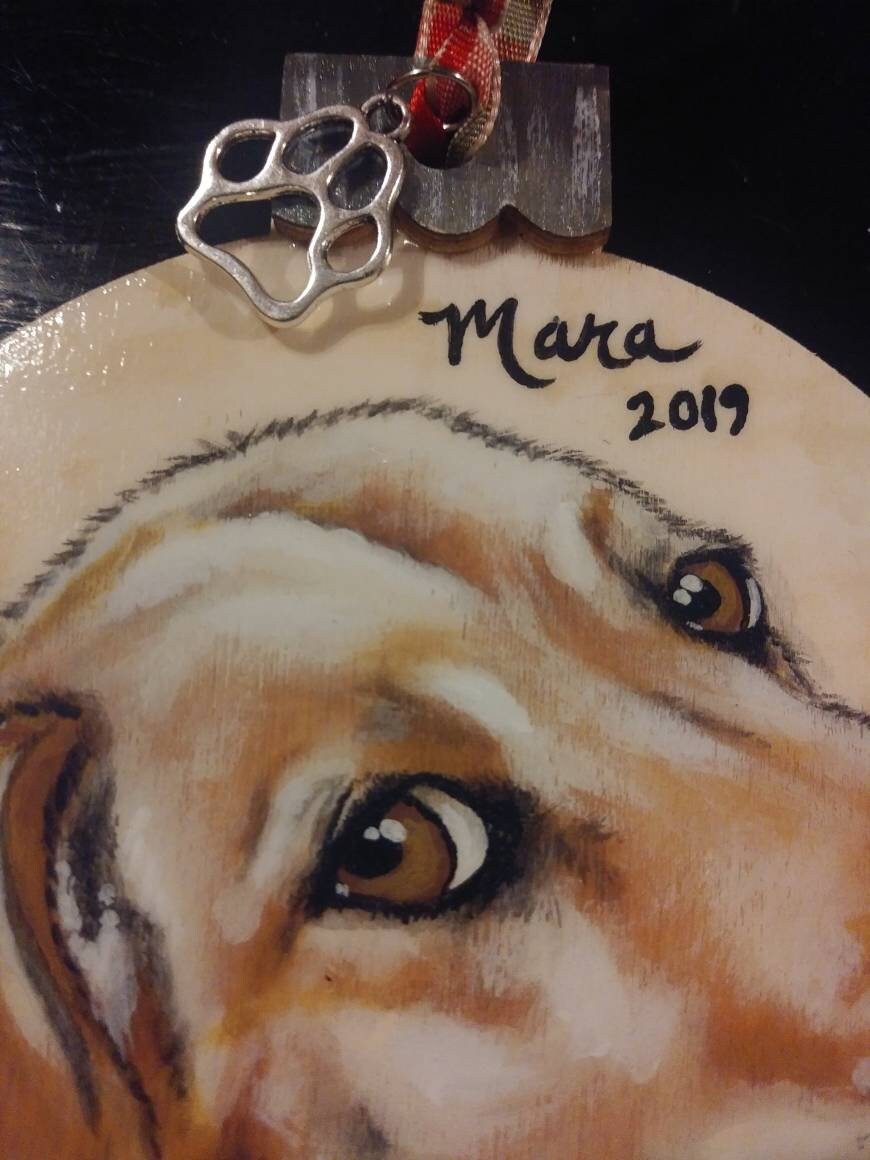 Custom Pet Portrait Christmas Ornament - Hand painted, Pet memorial, personalized, Christmas gift, pet lover