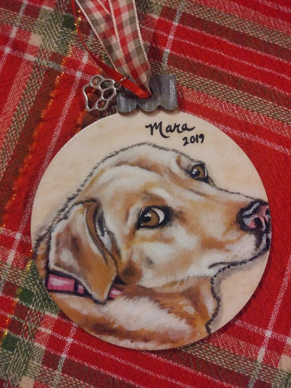 Custom Pet Portrait Christmas Ornament - Hand painted, Pet memorial, personalized, Christmas gift, pet lover